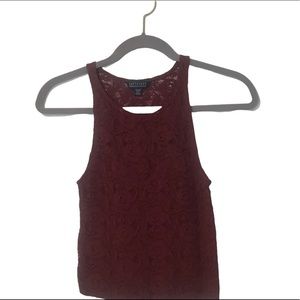 American Eagle Burgundy Womens Lace Knit Tank Top; Size Medium